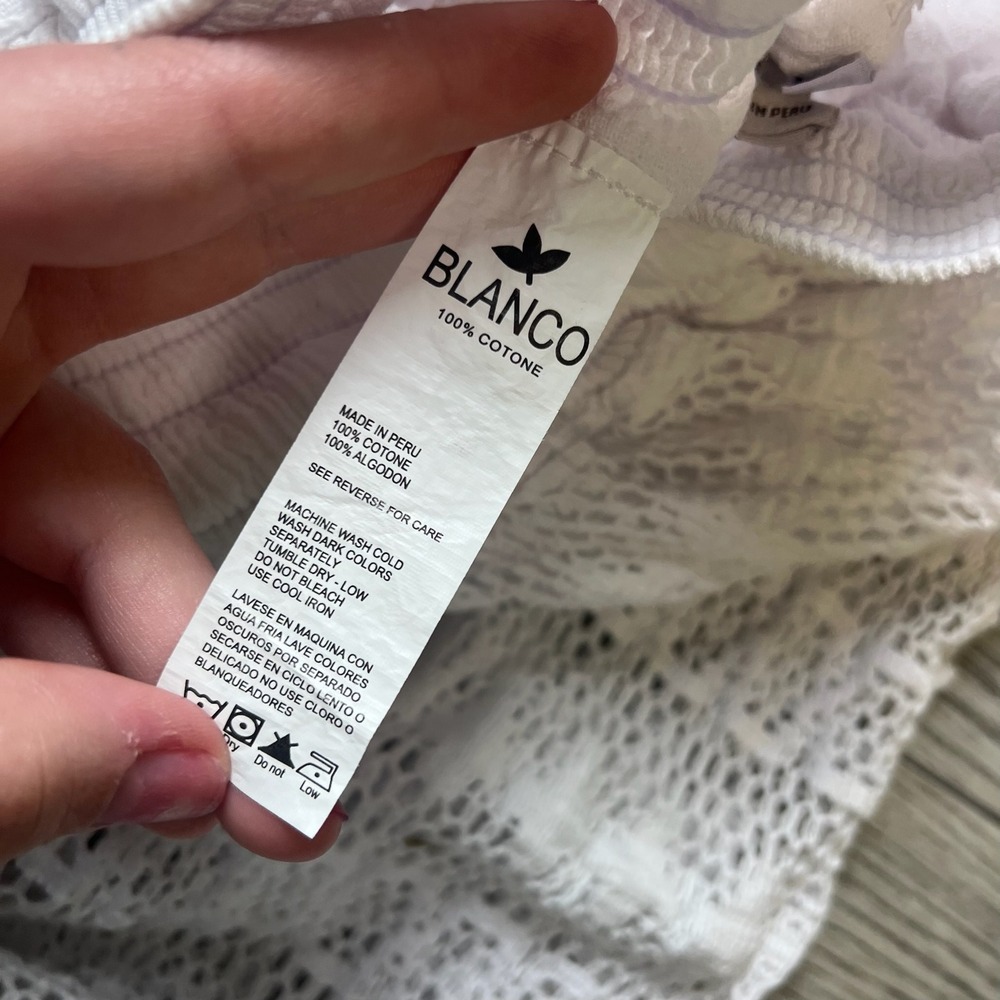 Blanco Crochet Maxi Skirt Womens OS White Cotton Knit Built-in Shorts Boho Peru - Picture 3 of 10
